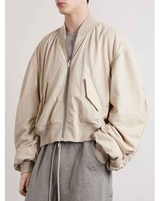 Rick Owens Natural Secchia Leather Bomber Jacket for men