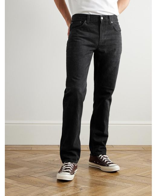 Nudie Jeans Black Gritty Jackson Slim-Fit Straight-Leg Organic Jeans for men