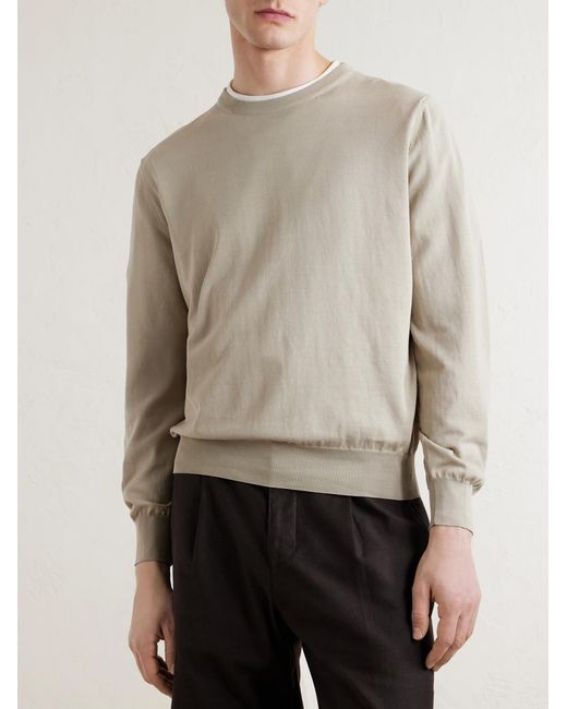 Canali White Cotton Sweater for men