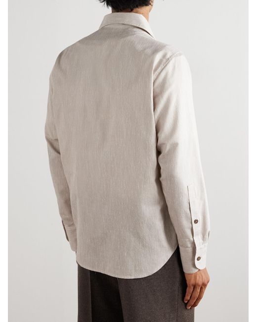 STÒFFA Natural Cotton And Silk-blend Dupioni Shirt for men