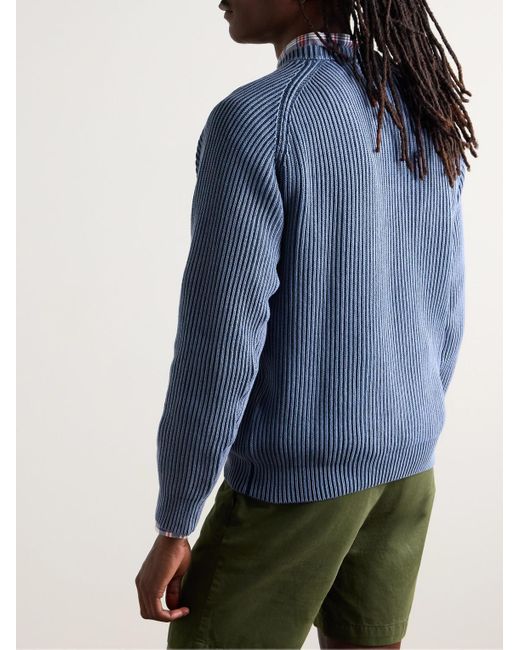 Noah NYC Blue Summer Shaker Ribbed Cotton Sweater for men