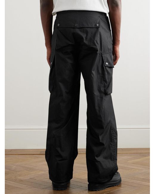 Needles Black Field Wide-Leg Cotton-Blend Drawstring Cargo Trousers for men