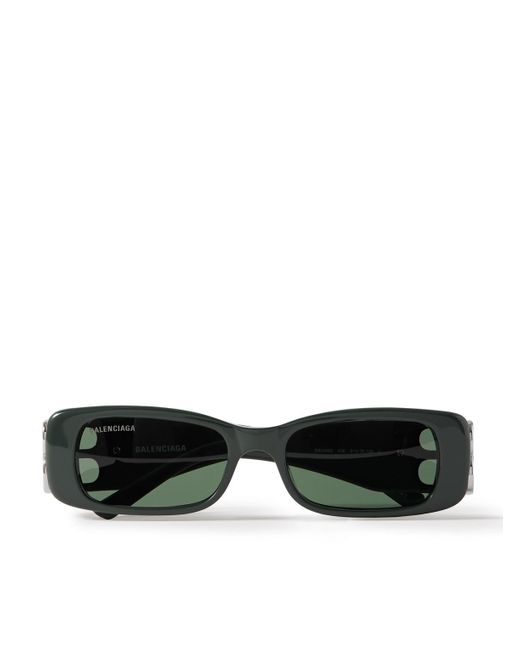 Balenciaga Black Dynasty Rectangular-frame Acetate And Silver-tone Sunglasses for men