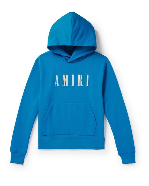 Amiri Blue Logo-print Cotton-jersey Hoodie for men