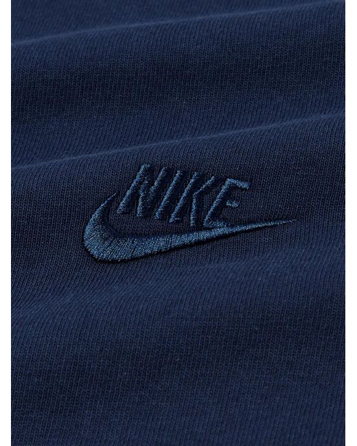 Nike Blue Premium Essentials Logo-embroidered Cotton-jersey T-shirt for men