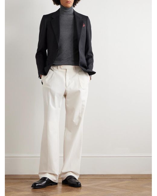 Brunello Cucinelli Gray Silk And Cotton-blend Rollneck Sweater for men