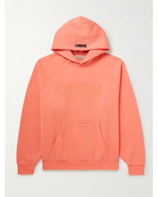 Fear of God ESSENTIALS Logo-flocked Cotton-blend Jersey Hoodie in Pink for  Men | Lyst UK