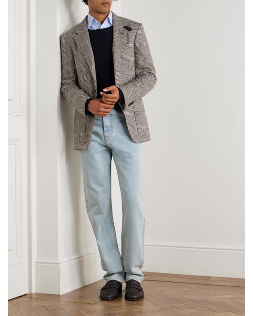Dunhill Gray Glen Prince Of Wales Checked Wool And Cashmere-blend Blazer for men