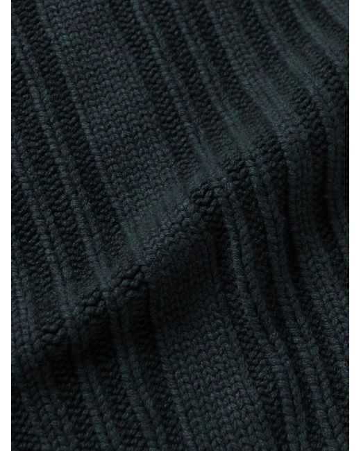 Loro Piana Blue Ribbed Baby Cashmere Rollneck Sweater for men