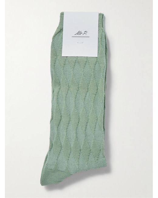 Mr P. Socken aus Jacquard-Strick aus einer Baumwollmischung in Green für Herren