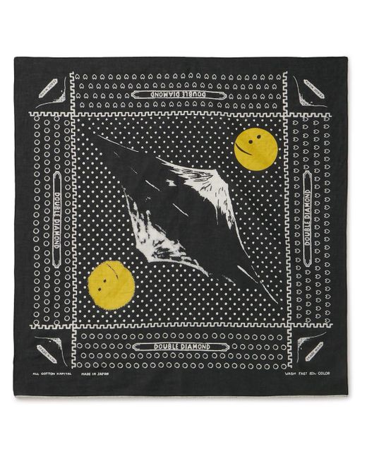Kapital Black Fastcolor Printed Selvedge Cotton-voile Bandana for men