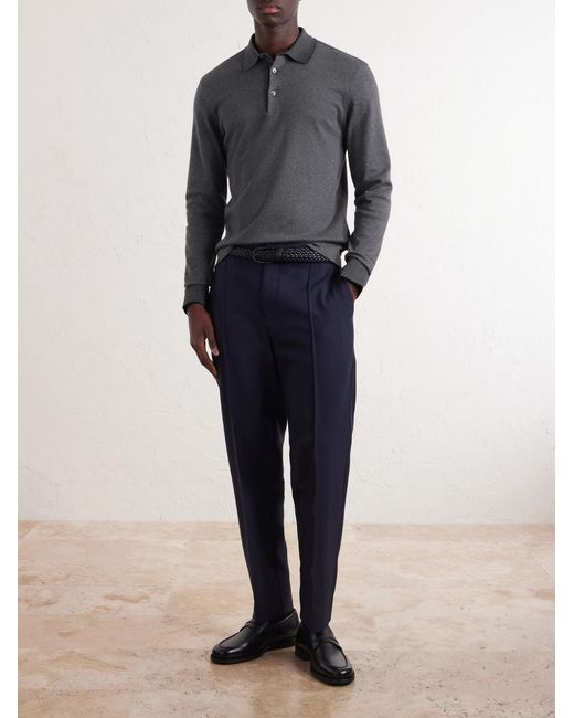 Zegna Gray Cotton Polo Shirt for men
