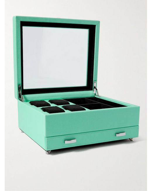 Wolf Green Porter Cross-grain Vegan Leather Watch And Jewellery Box for men