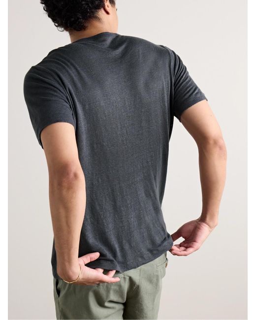 Hartford Black Slub Linen T-shirt for men