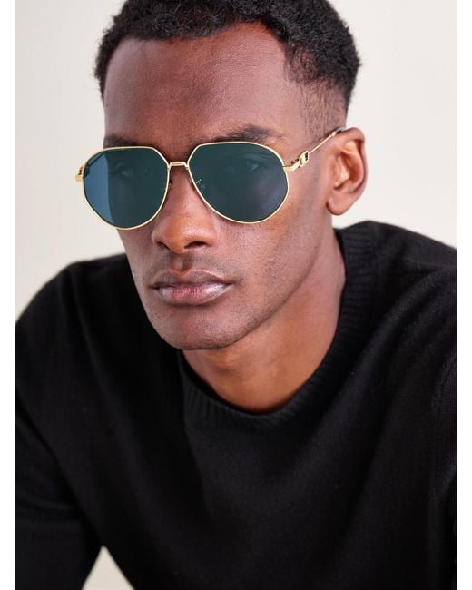 Dior Blue Cd Link A1U Round-Frame-Tone Sunglasses for men