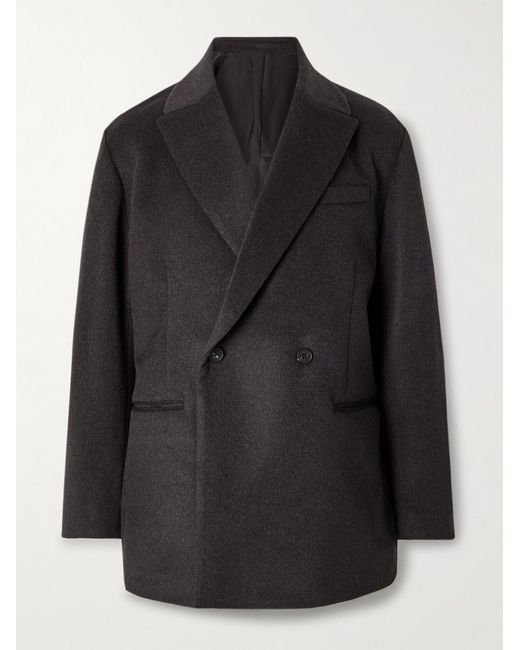 Ssstein Black Double-Breasted Cashmere Blazer for men