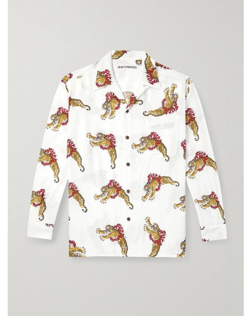 Wacko Maria Gray Tim Lehi Convertible-Collar Printed Matte-Satin Shirt for men