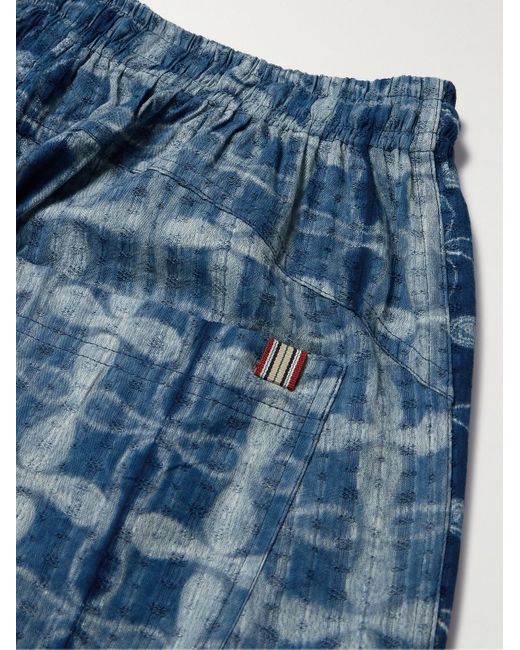 Kardo Blue Roy Straight-leg Embroidered Cotton Drawstring Trousers for men