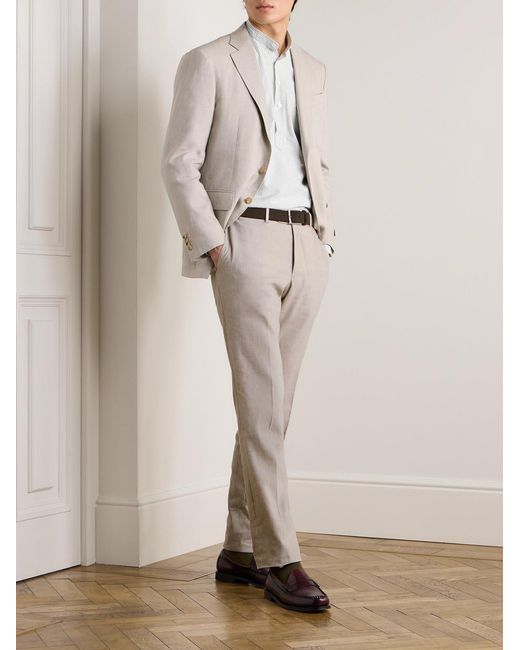 Canali Natural Kei Slim-Fit Linen And Wool-Blend Suit Trousers for men