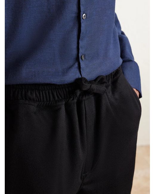 Saman Amel Black Straight-Leg Cashmere Drawstring Trousers for men