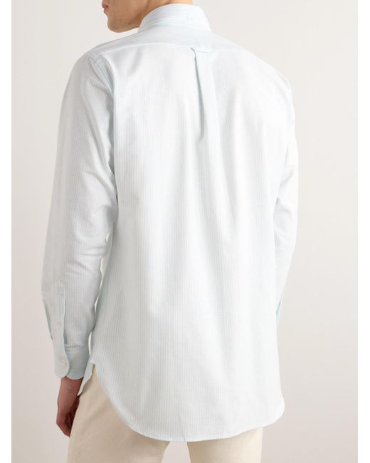 Drake's Hemd aus gestreiftem Baumwoll-Oxford mit Button-Down-Kragen in White für Herren