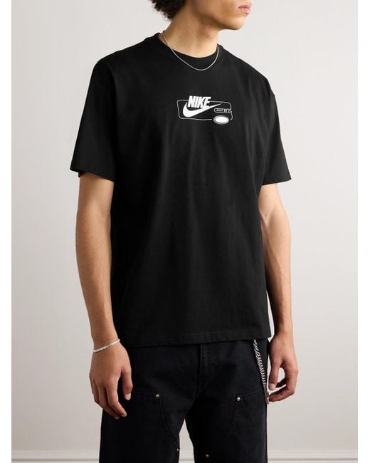 T-shirt in jersey di cotone con logo e applicazione di Nike in Black da Uomo
