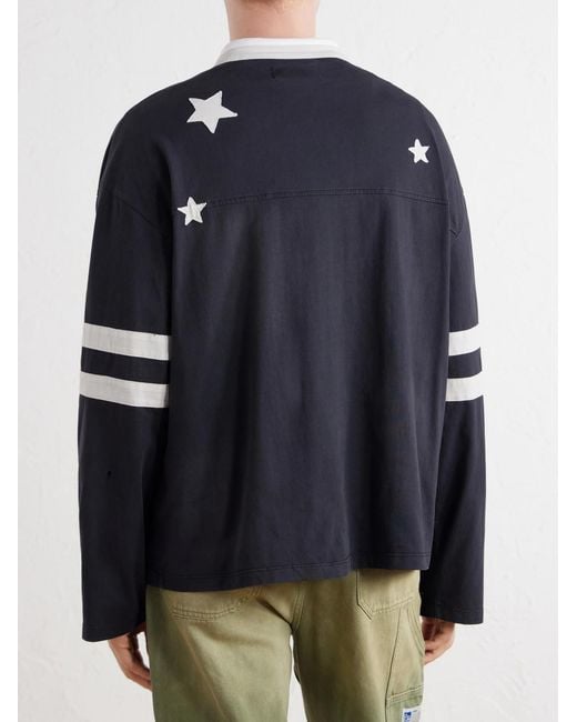 NAHMIAS Blue All Star Varsity Logo-Appliquéd Striped Cotton-Jersey T-Shirt for men