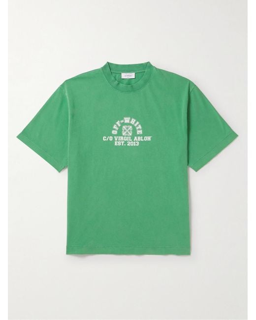 Off-White c/o Virgil Abloh Green Logo-print Cotton-jersey T-shirt for men