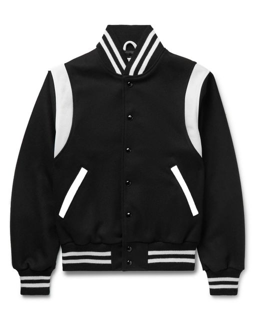 Golden Bear The Hayes Leatherpanelled Woolblend Bomber Jacket in