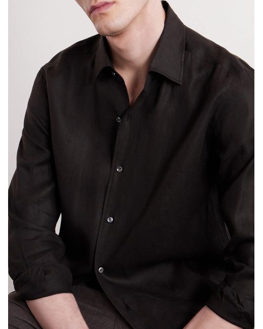 Zegna Black Oasi Linen Shirt for men