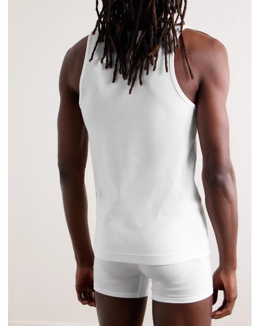 CDLP White Ribbed Stretch Lyocell And Cotton-blend Tank Top for men