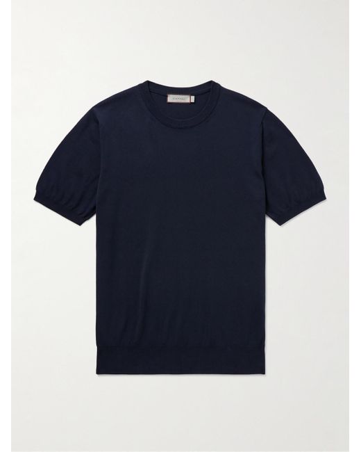 Canali Blue Cotton T-shirt for men