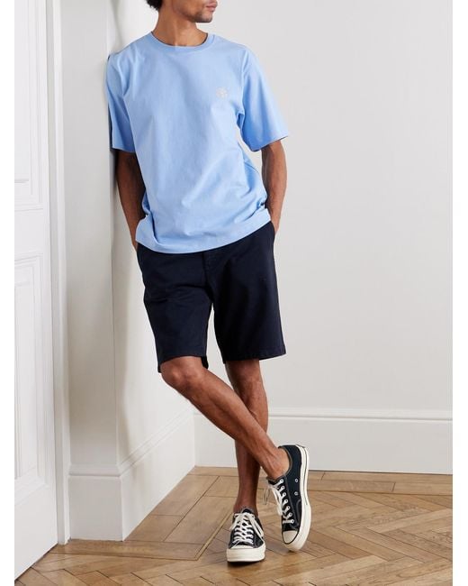 NN07 Blue Aden 1923 Straight-Leg Organic Cotton-Blend Twill Shorts for men