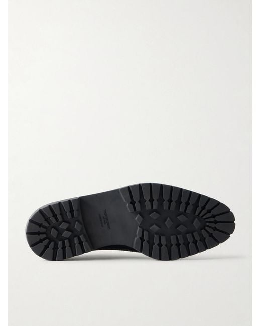 Thom Browne Black Longwing Pebble-Grain Leather Brogues for men