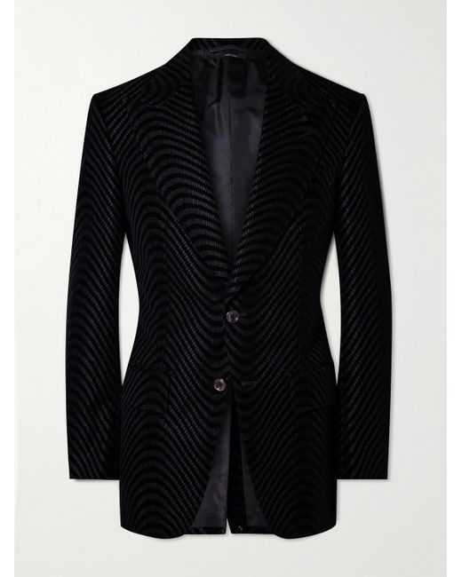 Tom Ford Black Atticus Velvet-jacquard Tuxedo Jacket for men