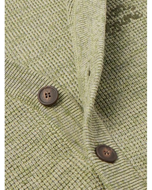 Maison Kitsuné Green Handwriting Comfort Logo-embroidered Cotton Cardigan for men
