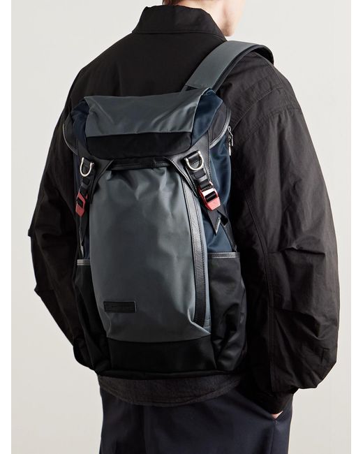 Master Piece Black Potential Leather And Webbing-Trimmed Cordura Mastertex Backpack for men
