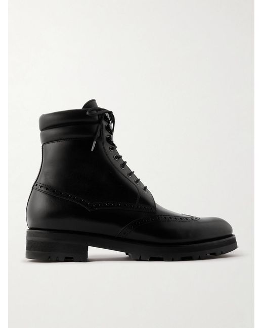 Manolo Blahnik Black Sapele Leather Boots for men