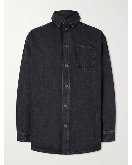 Loewe Blue Anagram Logo-embroidered Denim Overshirt for men
