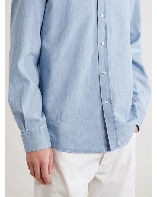 Brunello Cucinelli Blue Denim Shirt for men