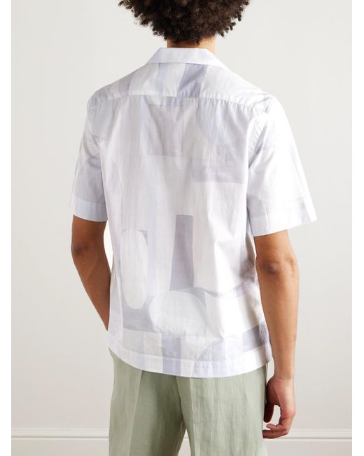 Paul Smith Hemd aus bedruckter Baumwollpopeline mit wandelbarem Kragen in White für Herren