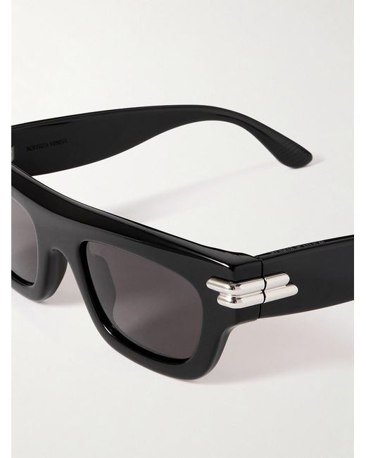 Bottega Veneta Black Sculptural Square-Frame Acetate Sunglasses for men