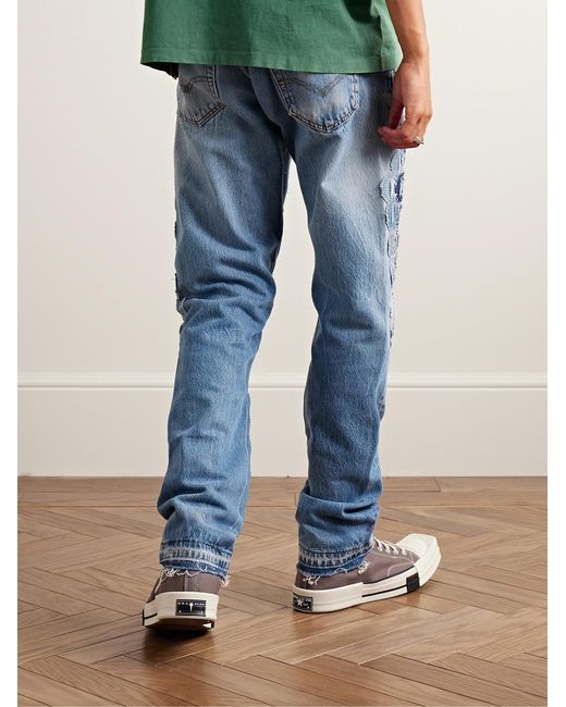 GALLERY DEPT. Blue Super G Straight-Leg Logo-Appliquéd Distressed Jeans for men