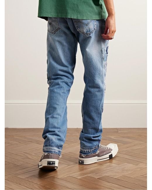 GALLERY DEPT. Super G gerade geschnittene Jeans mit Logoapplikationen in Distressed-Optik in Blue für Herren