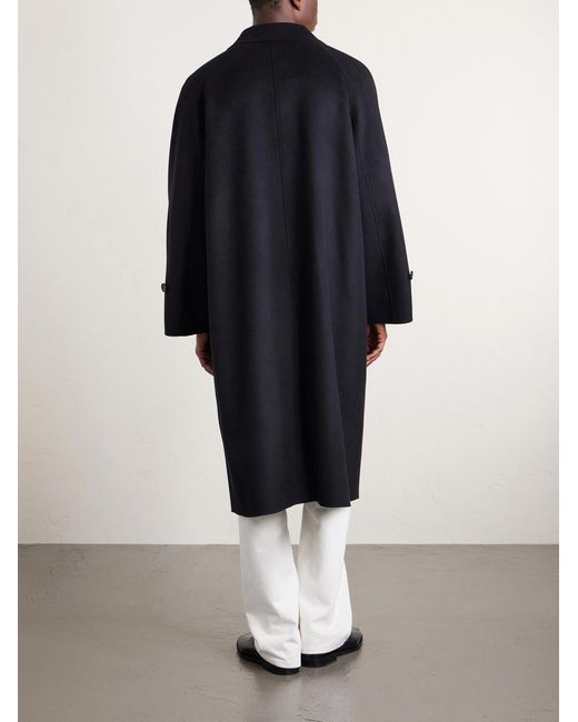 Auralee Blue Melton Wool Coat for men