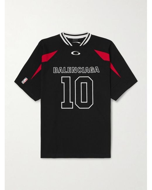 Balenciaga Black Nba Oversized Logo-embroidered Cotton-jersey T-shirt for men
