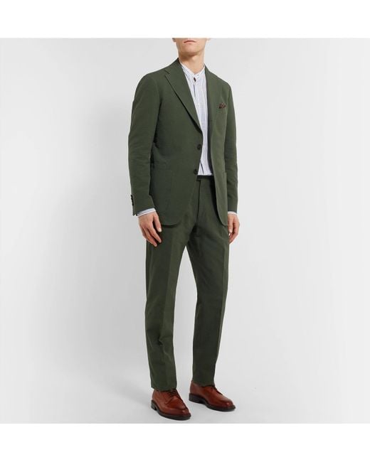 Drake s Dark green Lacot Cotton seersucker Suit for Men Lyst