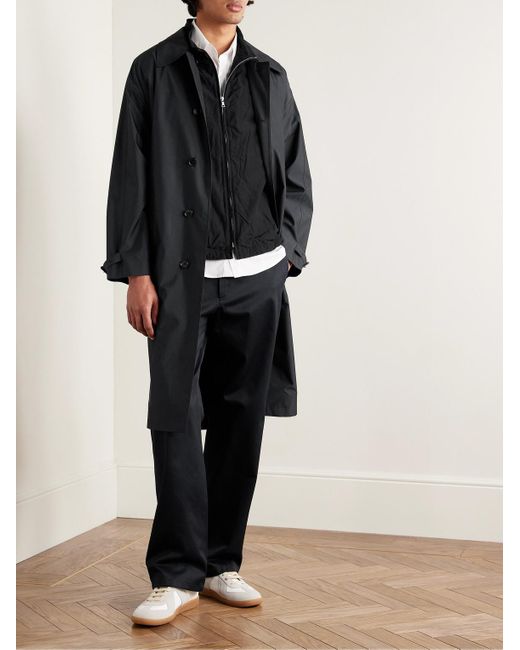 Auralee Black Reversible Cotton-blend And Silk-satin Trench Coat for men