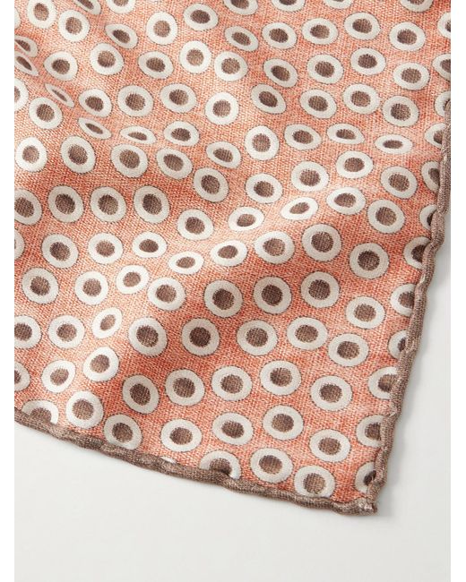 Brunello Cucinelli Pink Polka-dot Silk Pocket for men