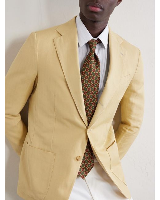 De Petrillo Natural Linen And Cotton-Blend Blazer for men